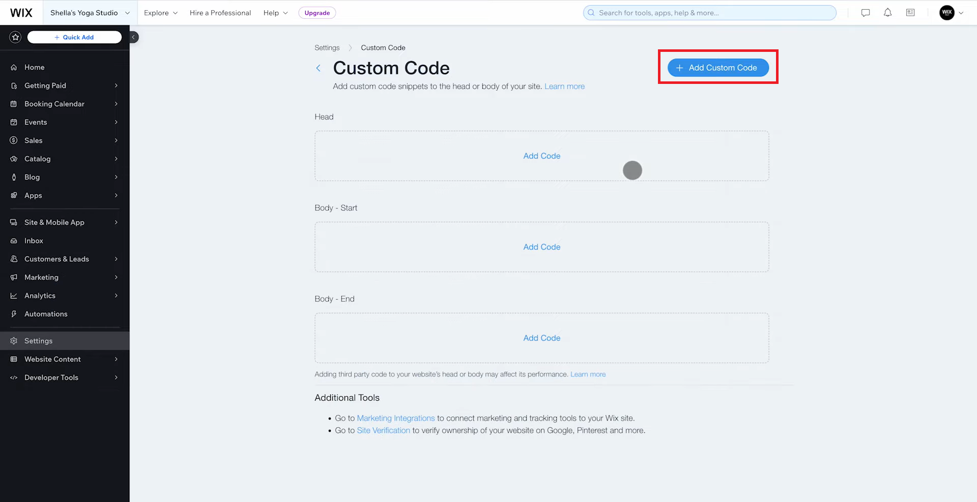 Add Custom Code