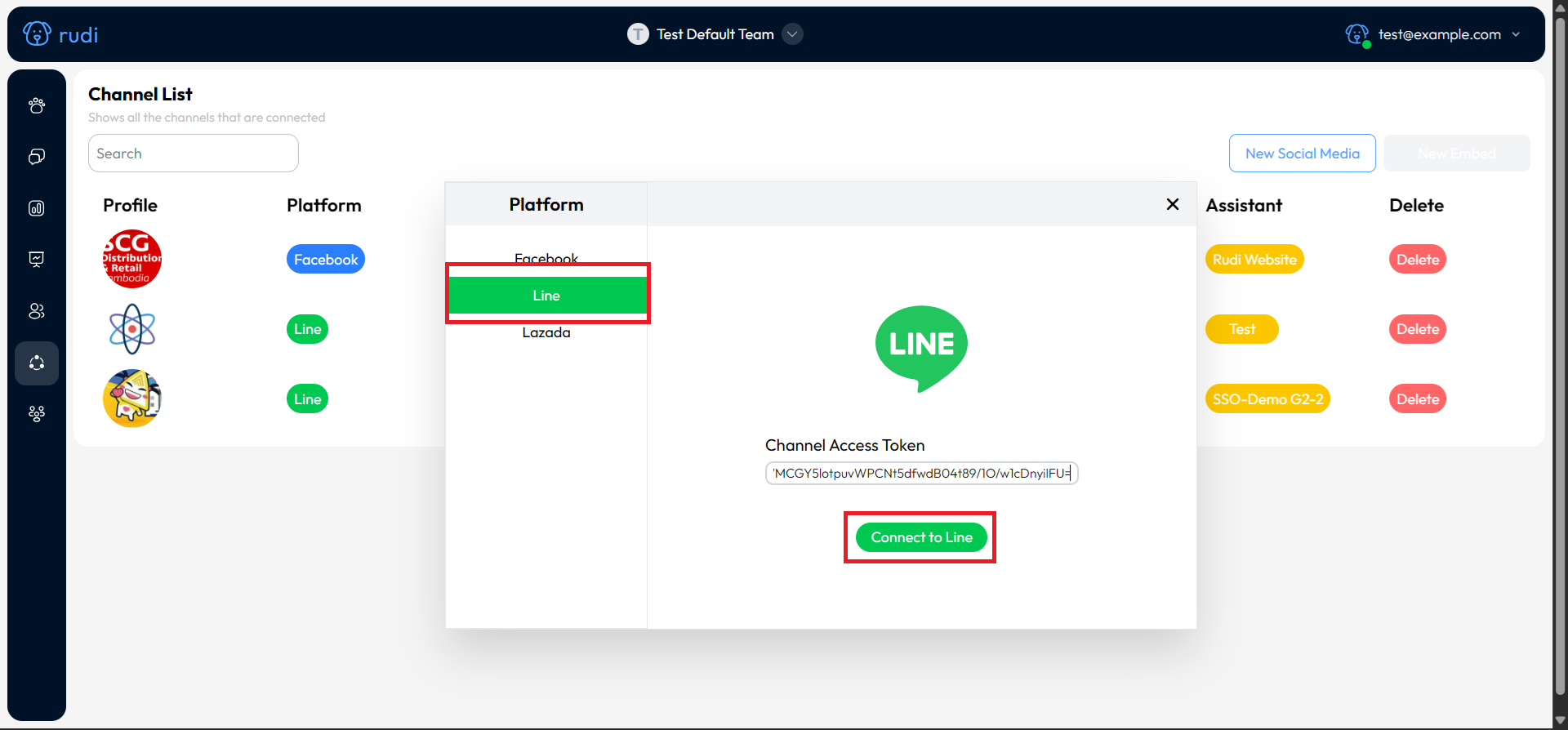 Filled Access Token To Line Provider