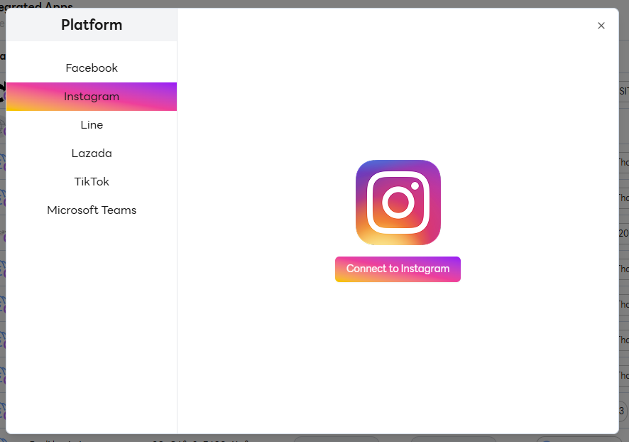 Click Connect Instagram