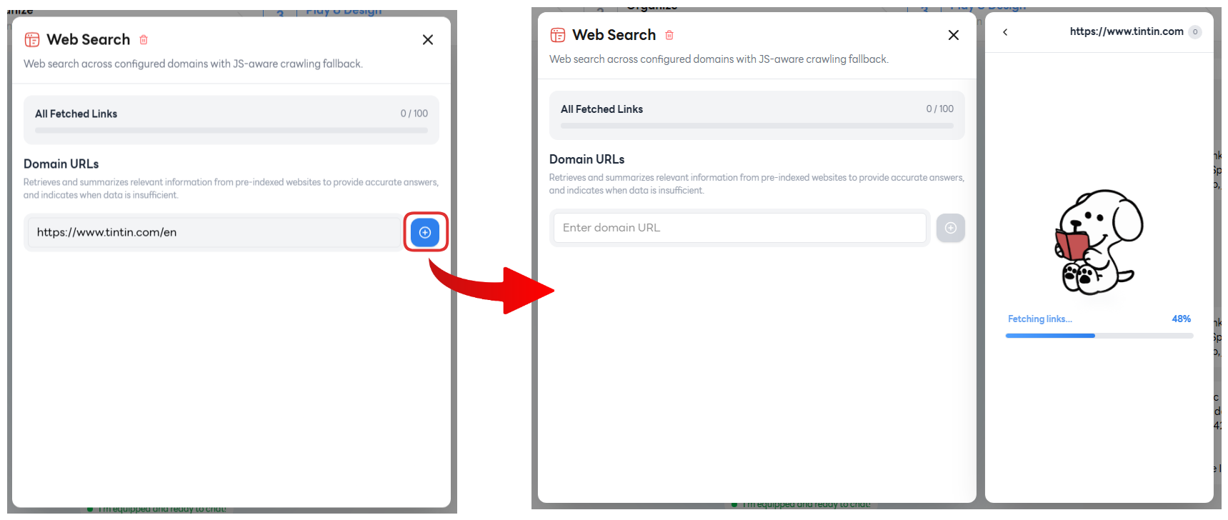 Enter domain URL and click plus
