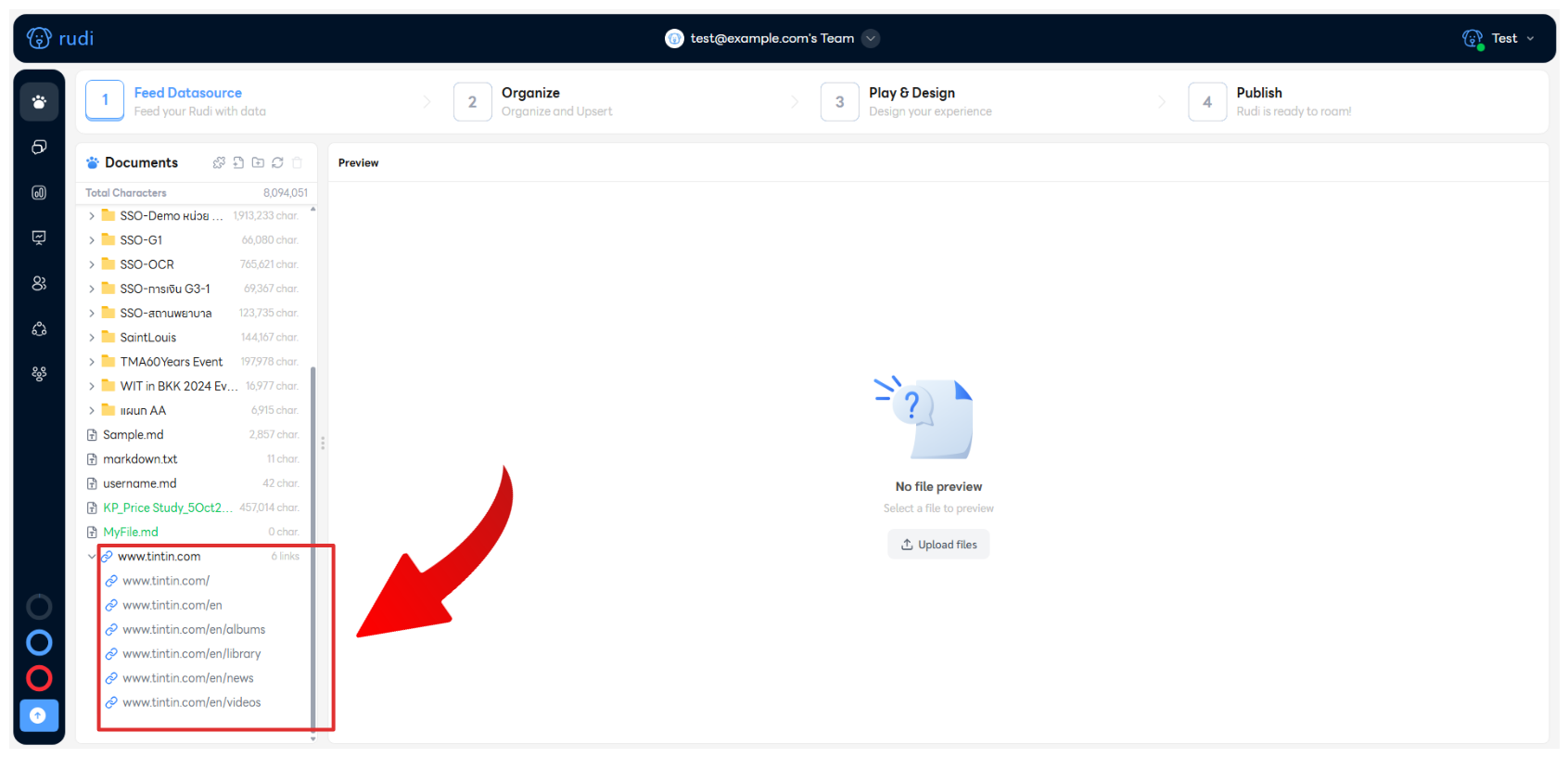 Data source display after adding URLs