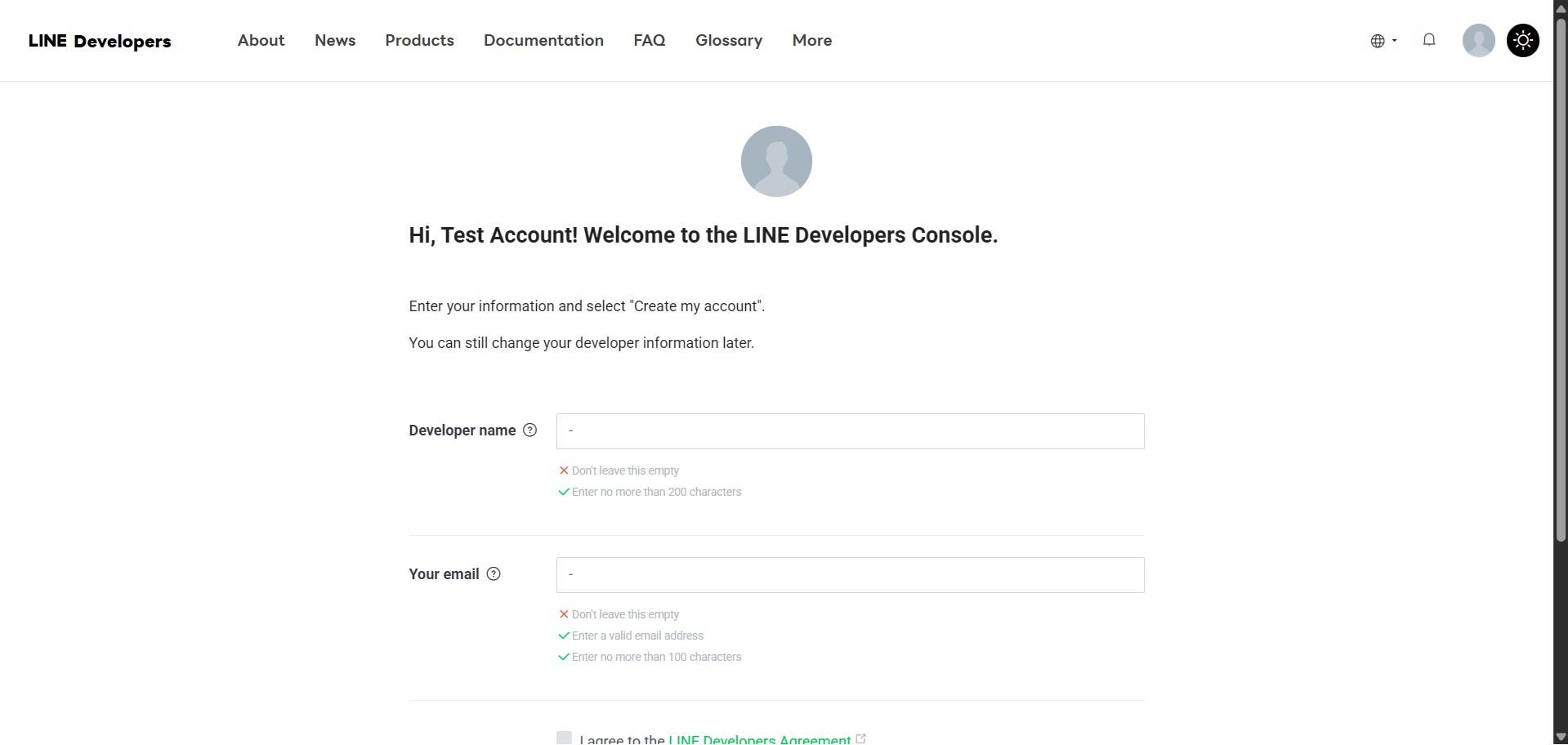 Line Developers Console